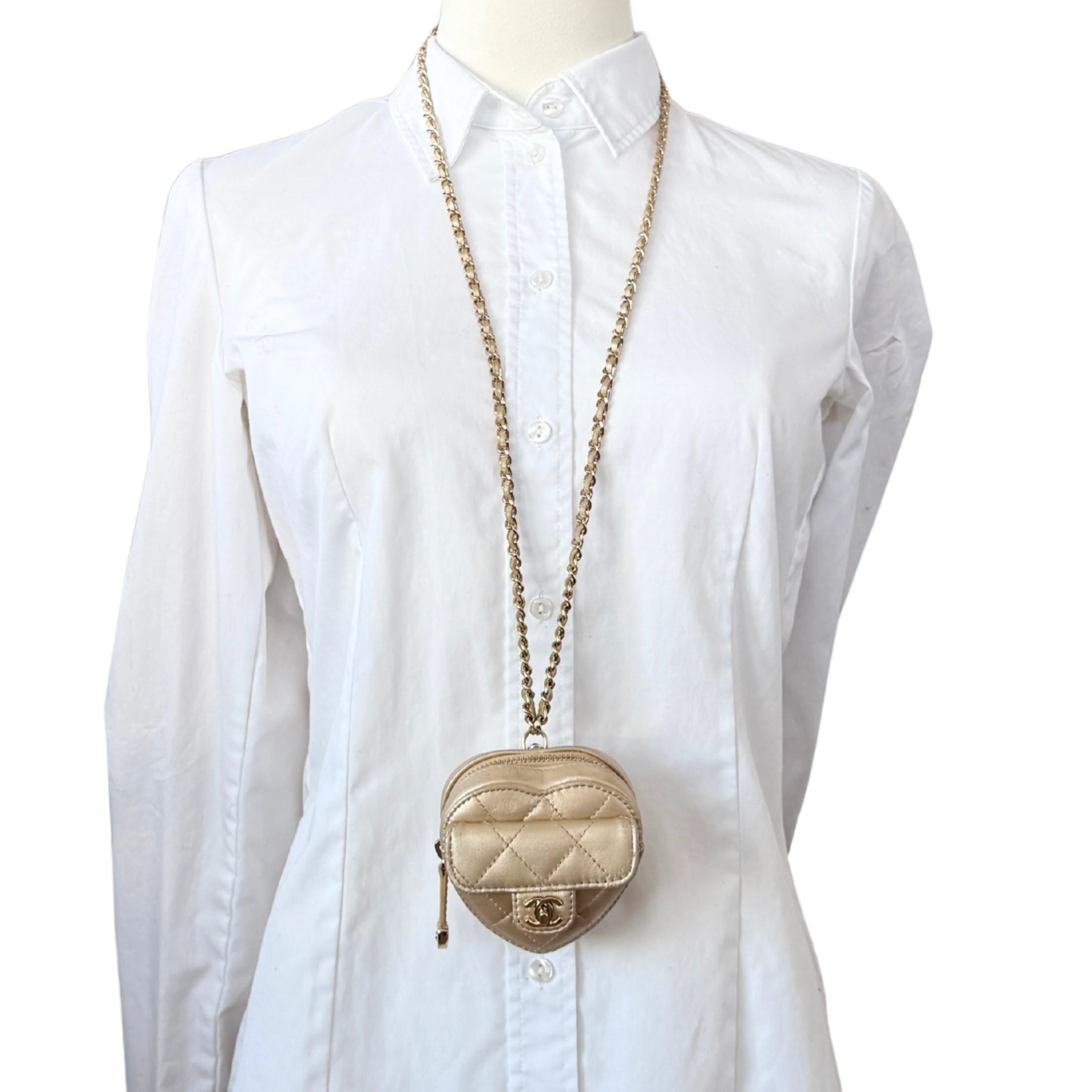 Chanel CC Mini Herztasche Gold  / gut Chanel