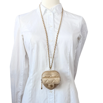 Chanel CC Mini Herztasche Gold  / gut Chanel