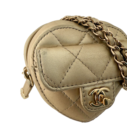 Chanel CC Mini Herztasche Gold  / gut Chanel