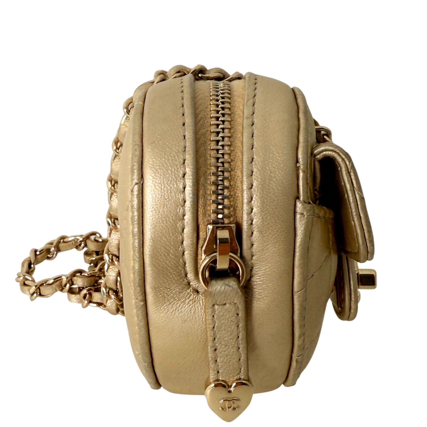 Chanel CC Mini Herztasche Gold  / gut Chanel