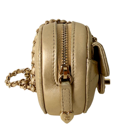 Chanel CC Mini Herztasche Gold  / gut Chanel