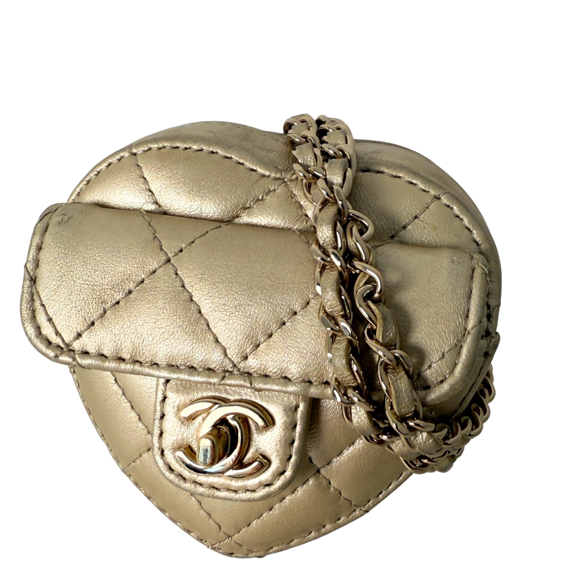 Chanel CC Mini Herztasche Gold  / gut Chanel