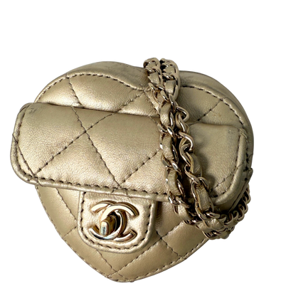Chanel CC Mini Herztasche Gold  / gut Chanel