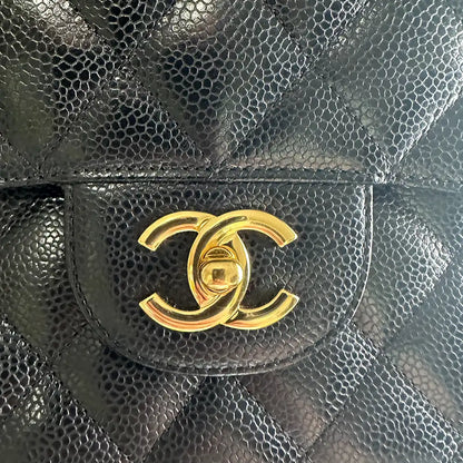 Chanel Timeless Jumbo Double Flap Bag 2011 schwarz Kaviarleder Fullset / sehr gut Chanel