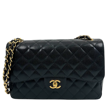 Chanel Timeless Jumbo Double Flap Bag 2011 schwarz Kaviarleder Fullset / sehr gut Chanel