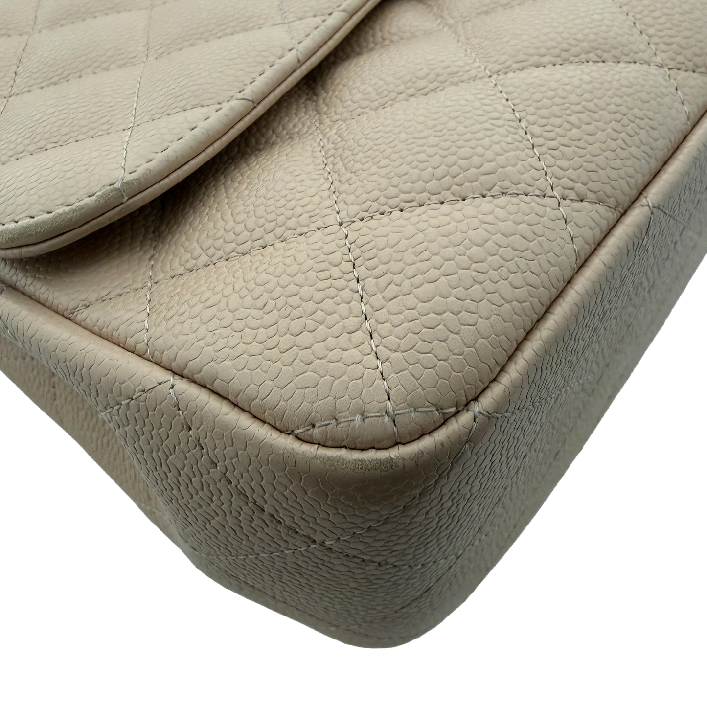Chanel Timeless Jumbo Single Flap Bag 2010 beige Kaviarleder / gut Chanel