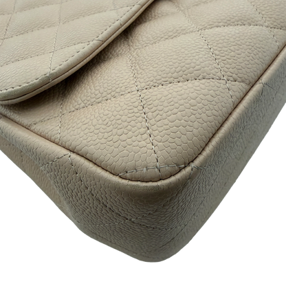Chanel Timeless Jumbo Single Flap Bag 2010 beige Kaviarleder / gut Chanel