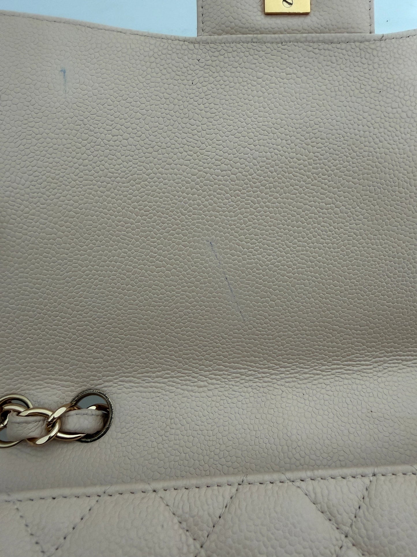 Chanel Timeless Jumbo Single Flap Bag 2010 beige Kaviarleder / gut Chanel