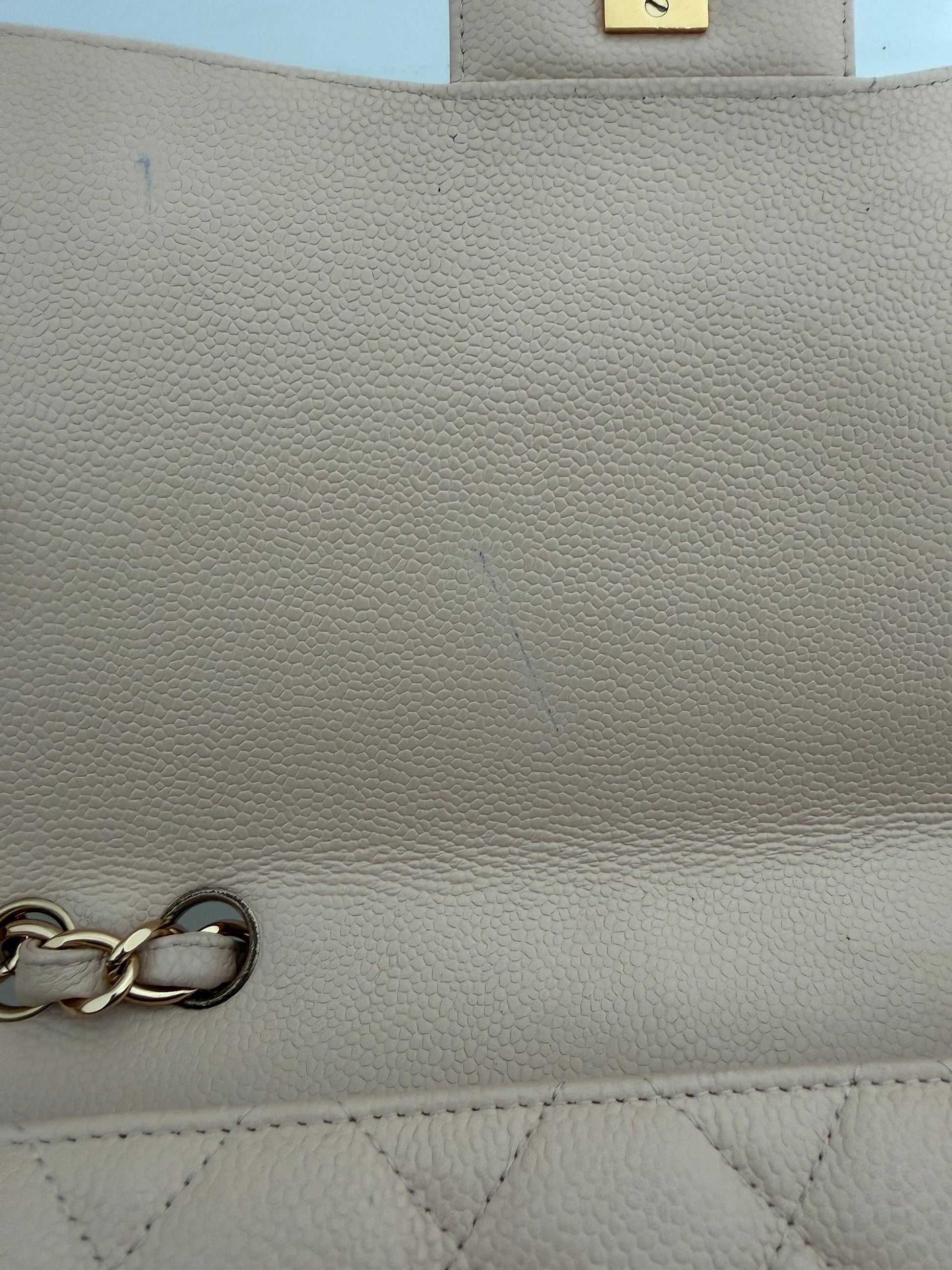 Chanel Timeless Jumbo Single Flap Bag 2010 beige Kaviarleder / gut Chanel