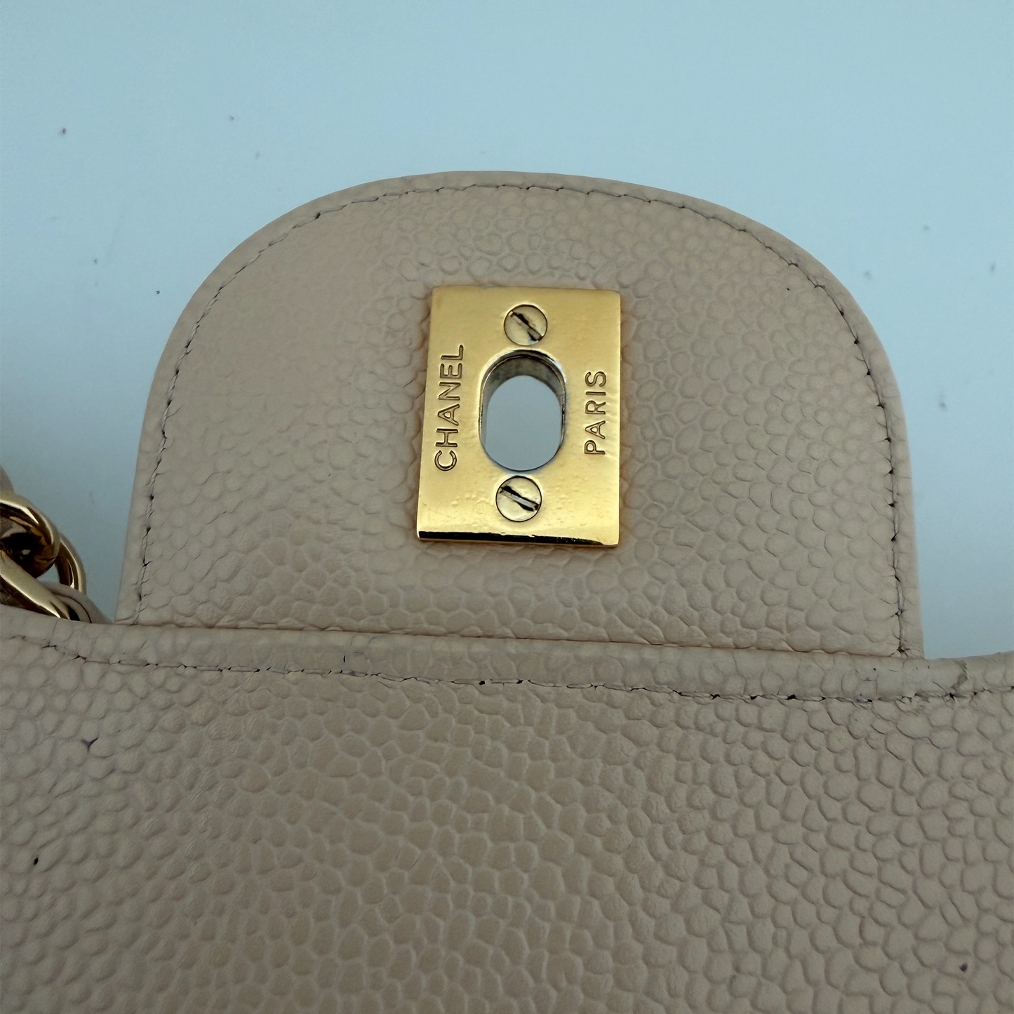 Chanel Timeless Jumbo Single Flap Bag 2010 beige Kaviarleder / gut Chanel