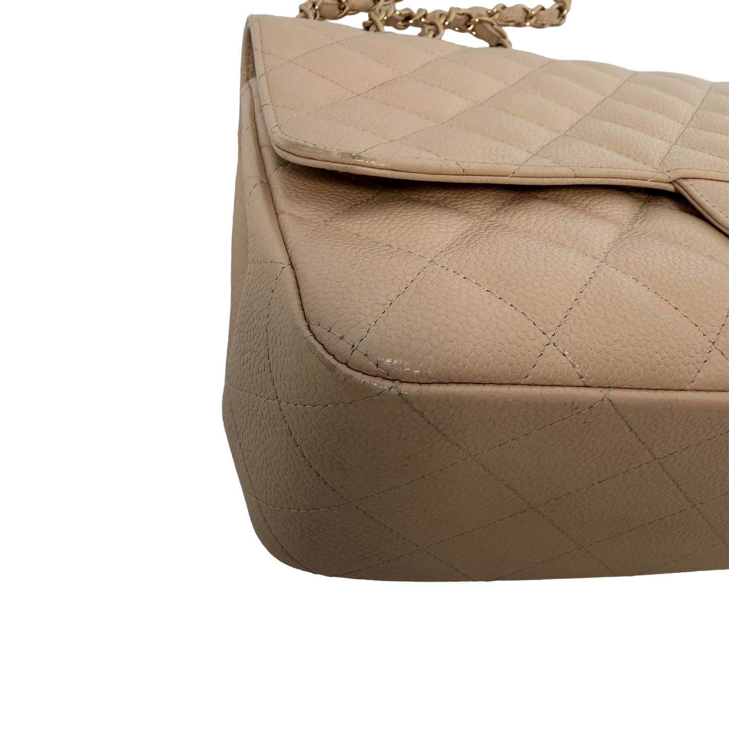 Chanel Timeless Jumbo Single Flap Bag 2010 beige Kaviarleder / gut Chanel