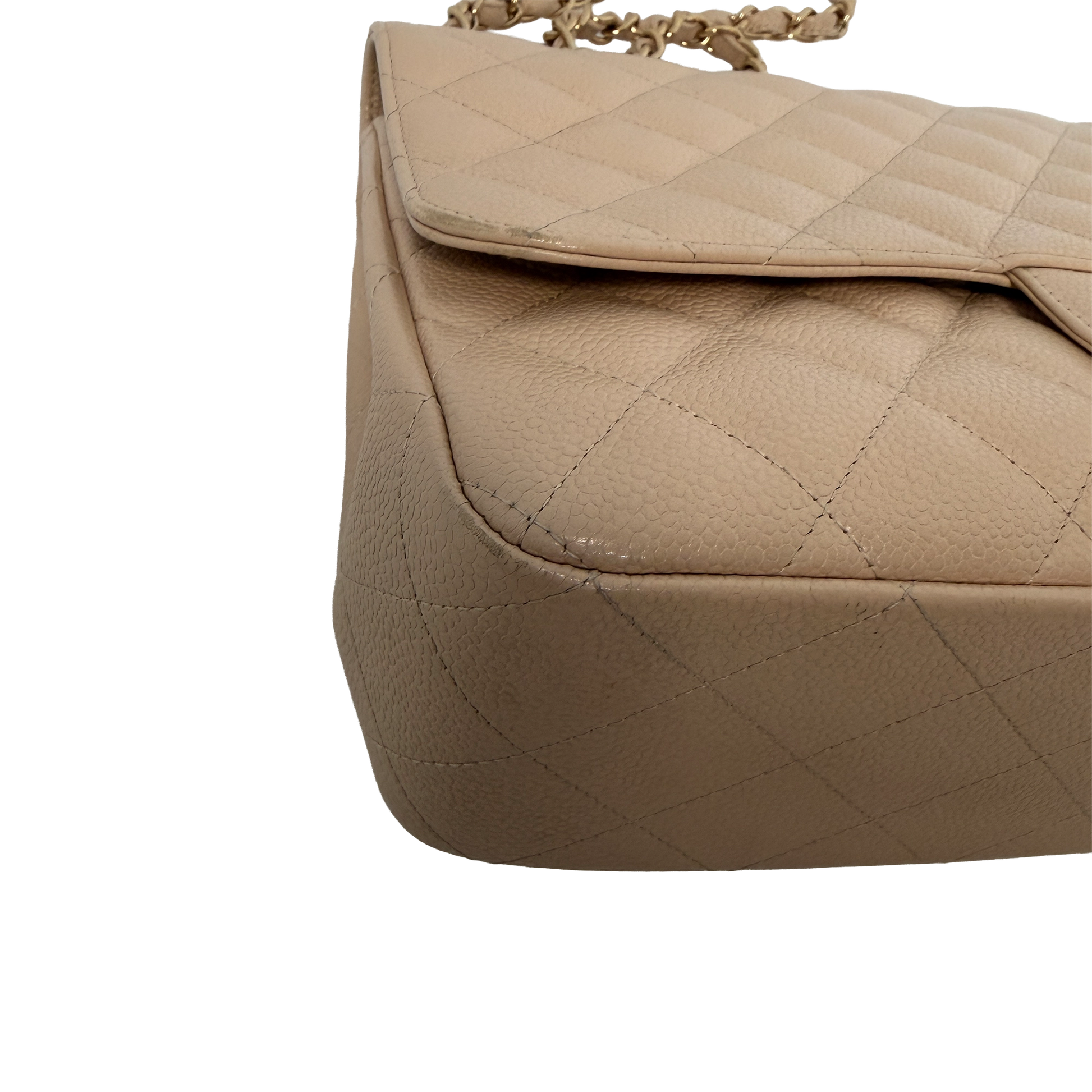 Chanel Timeless Jumbo Single Flap Bag 2010 beige Kaviarleder / gut Chanel