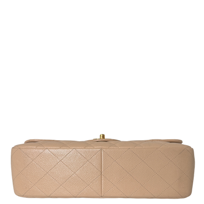 Chanel Timeless Jumbo Single Flap Bag 2010 beige Kaviarleder / gut Chanel