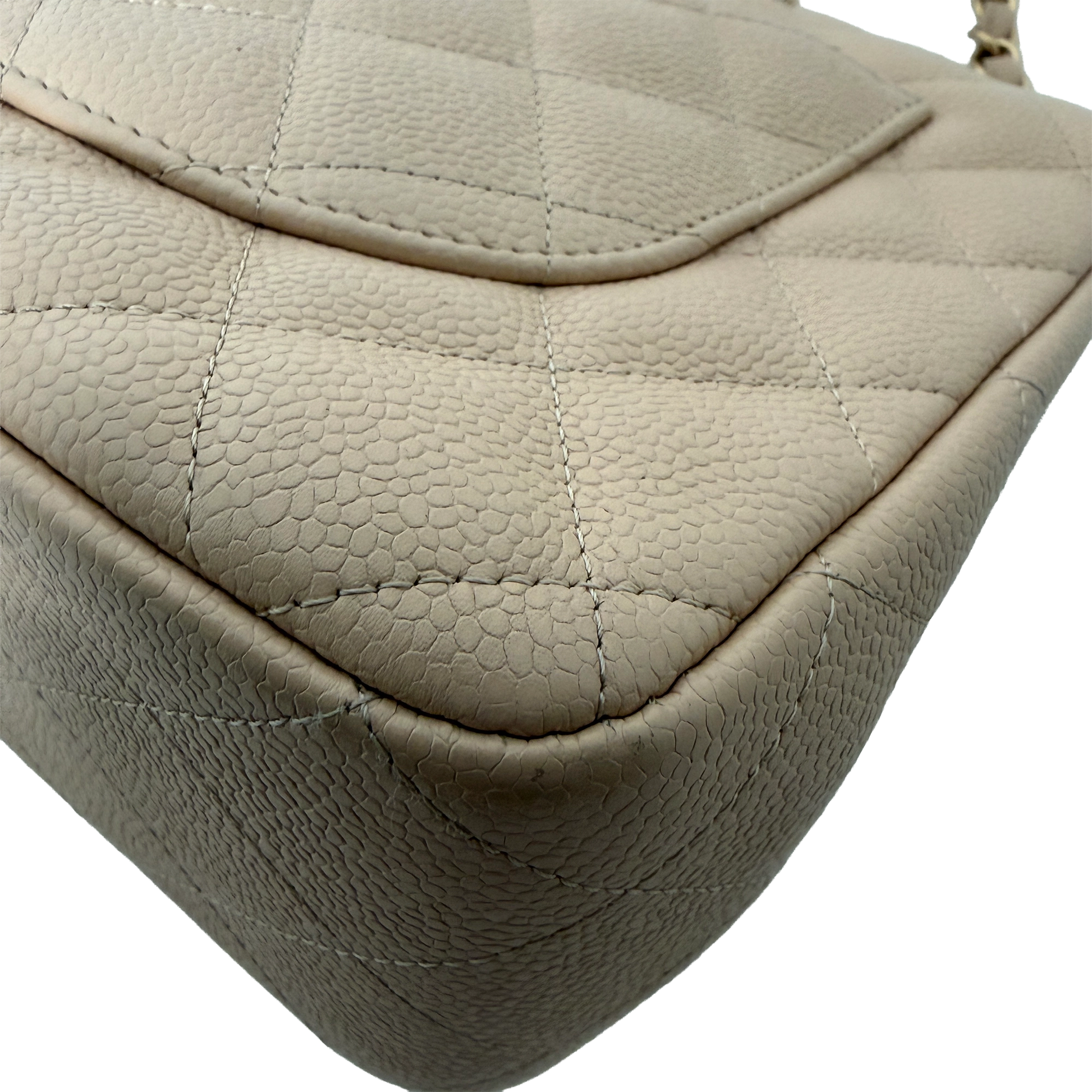 Chanel Timeless Jumbo Single Flap Bag 2010 beige Kaviarleder / gut Chanel