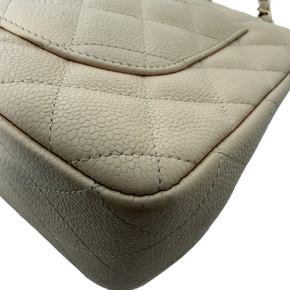 Chanel Timeless Jumbo Single Flap Bag 2010 beige Kaviarleder / gut Chanel