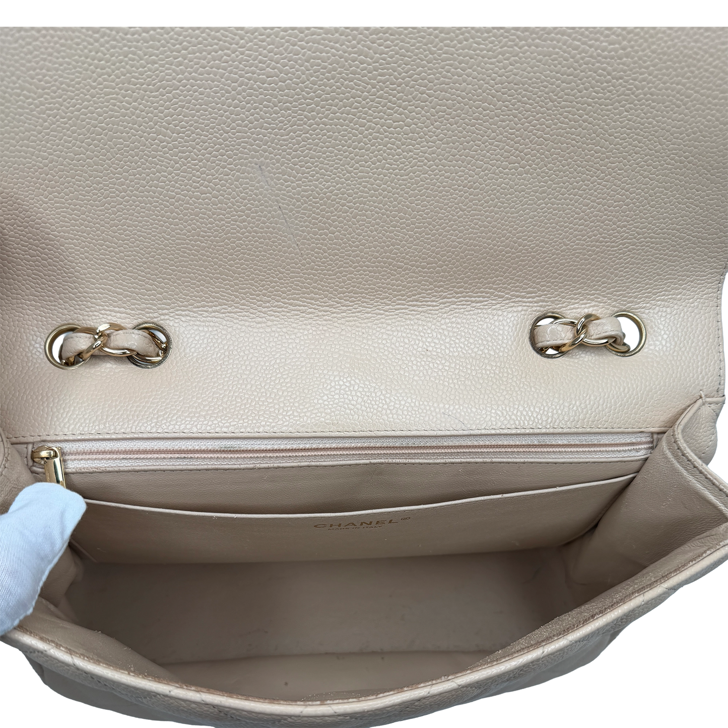 Chanel Timeless Jumbo Single Flap Bag 2010 beige Kaviarleder / gut Chanel