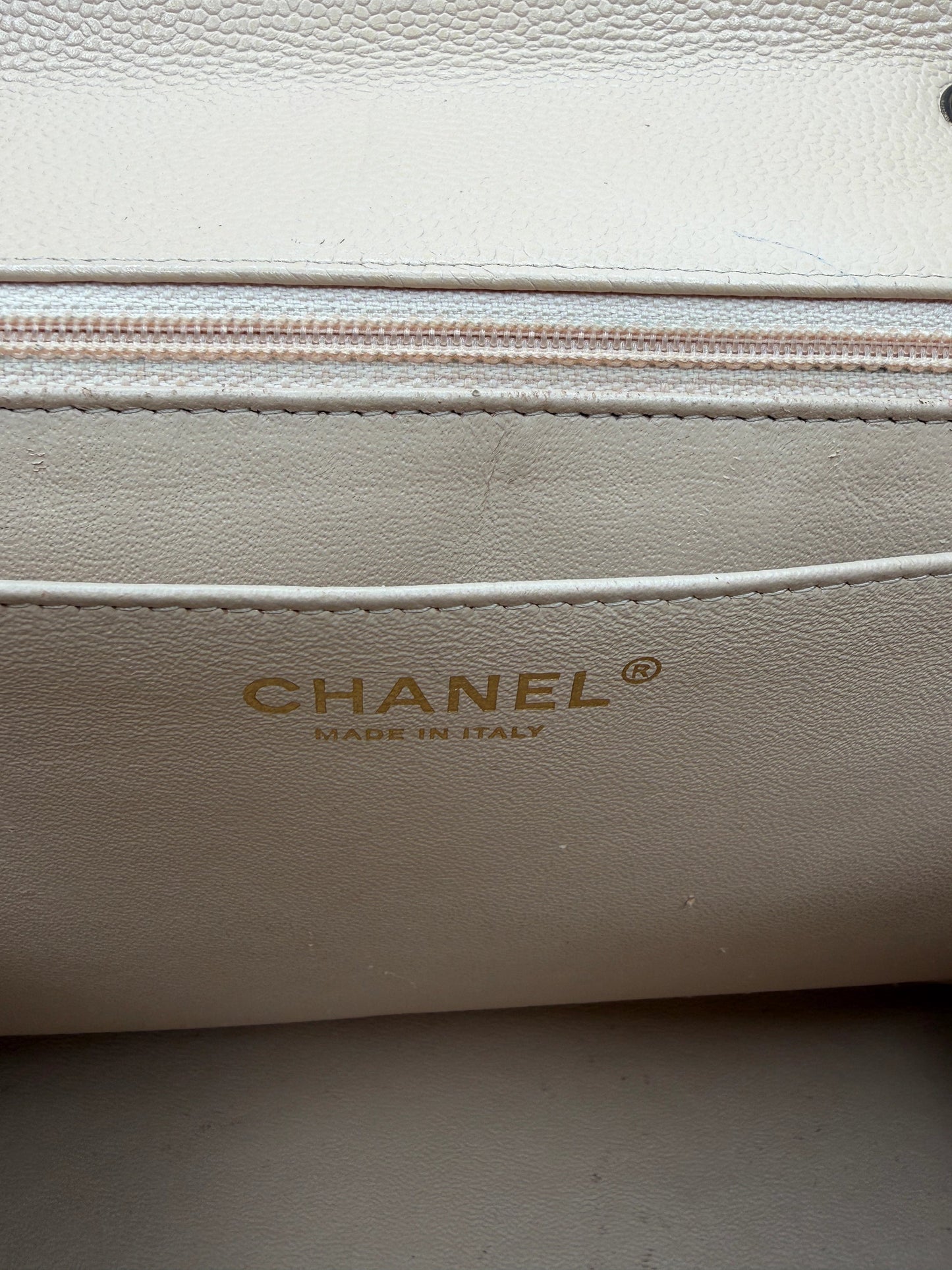 Chanel Timeless Jumbo Single Flap Bag 2010 beige Kaviarleder / gut Chanel