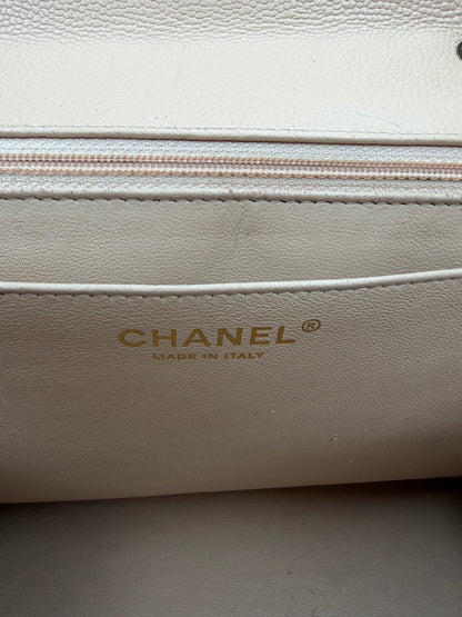 Chanel Timeless Jumbo Single Flap Bag 2010 beige Kaviarleder / gut Chanel