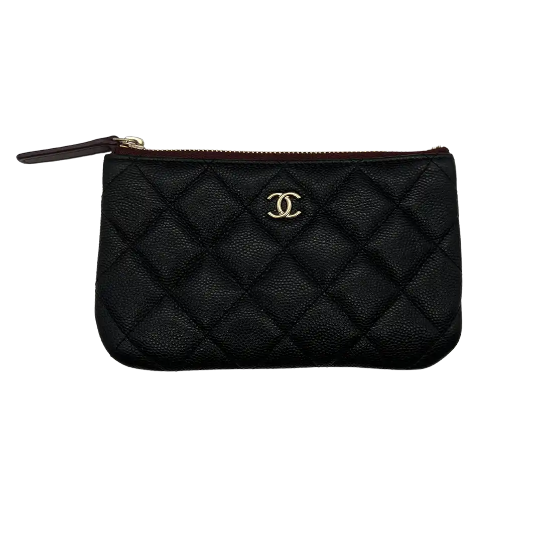 Chanel kleine Geldbörse CC Kaviar Leder schwarz / neuwertig Chanel