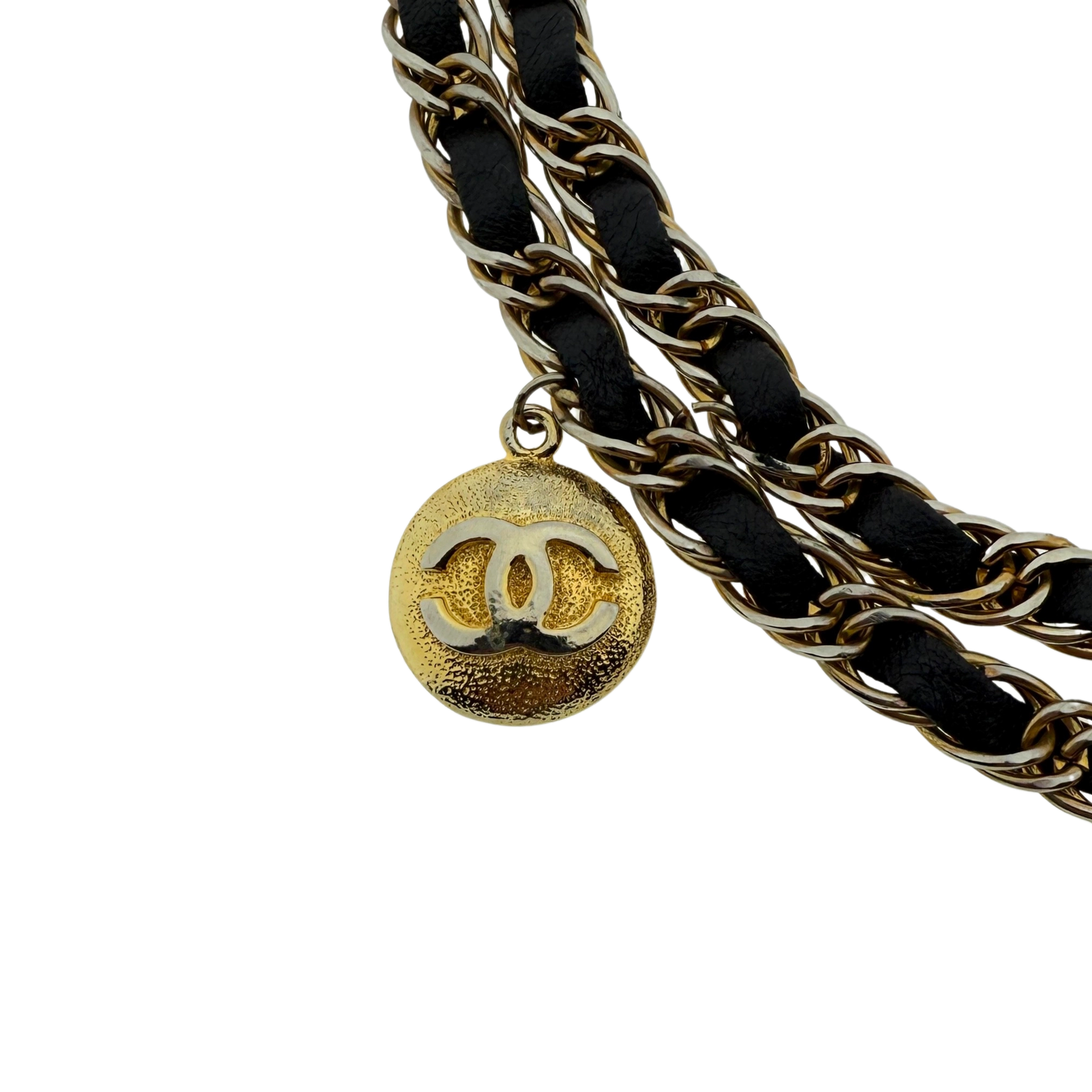 Chanel Kettengürtel mit Interlocking CC Charms Schwarz Gold / sehr gut Chanel