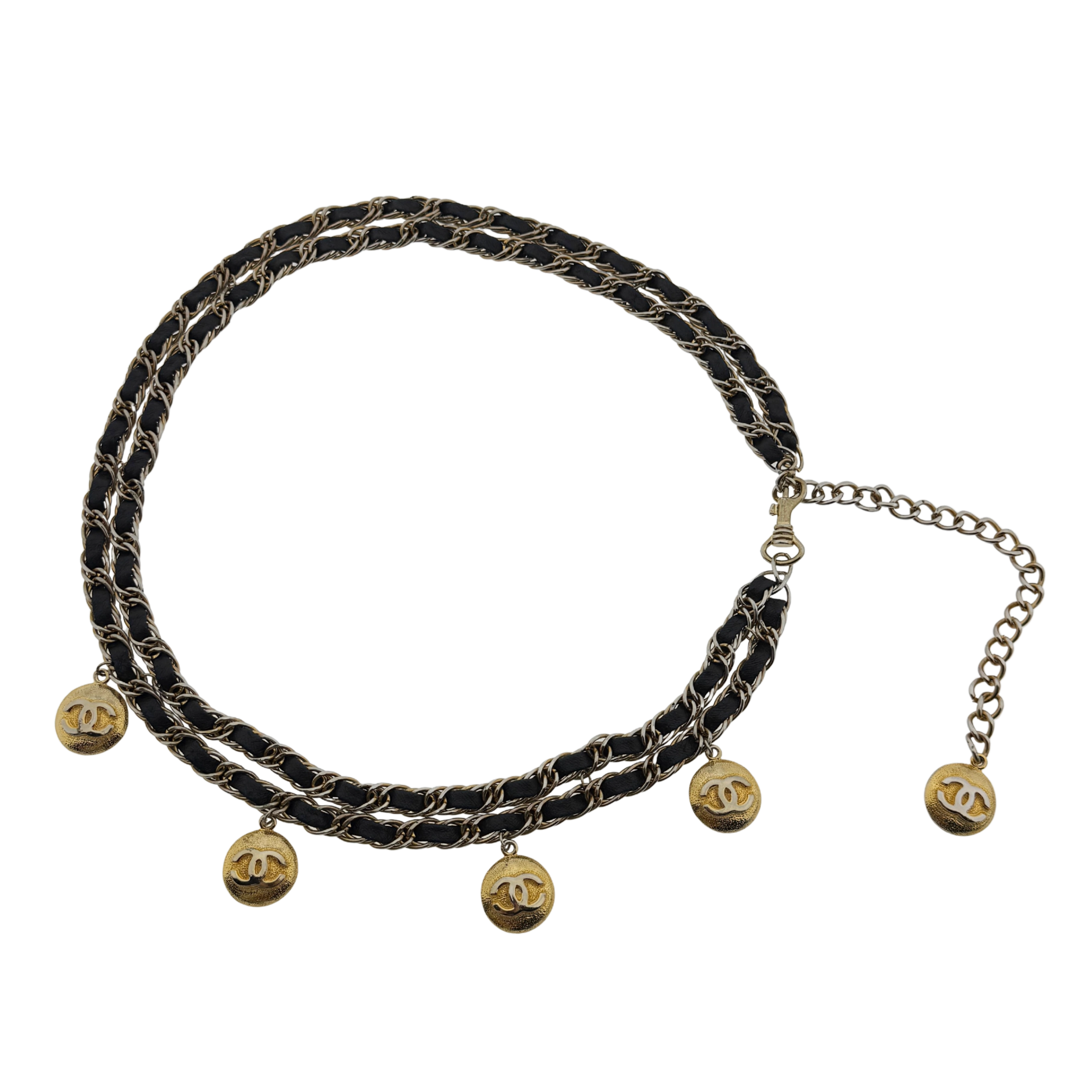 Chanel Kettengürtel mit Interlocking CC Charms Schwarz Gold / sehr gut Chanel