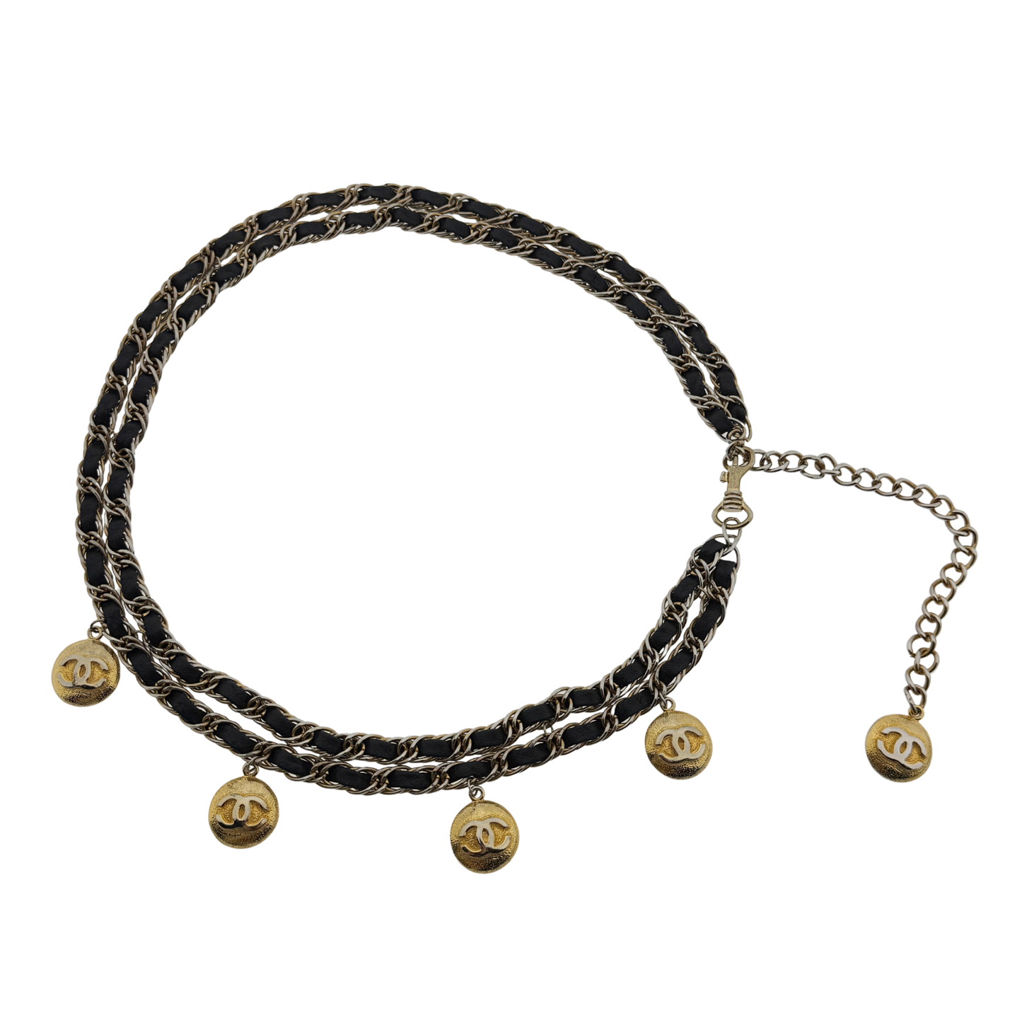 Chanel Kettengürtel mit Interlocking CC Charms Schwarz Gold / sehr gut Chanel