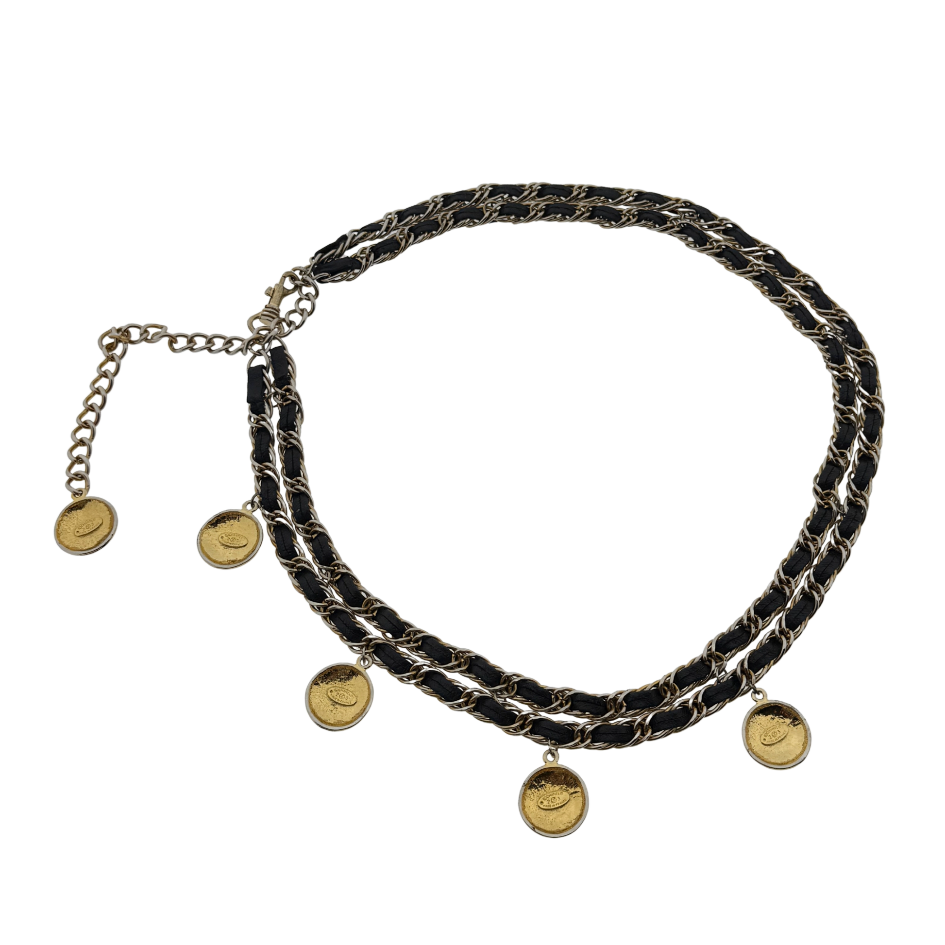 Chanel Kettengürtel mit Interlocking CC Charms Schwarz Gold / sehr gut Chanel