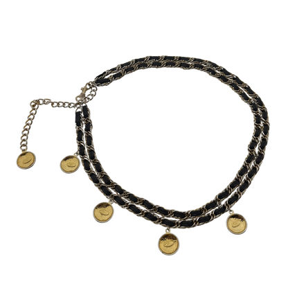 Chanel Kettengürtel mit Interlocking CC Charms Schwarz Gold / sehr gut Chanel