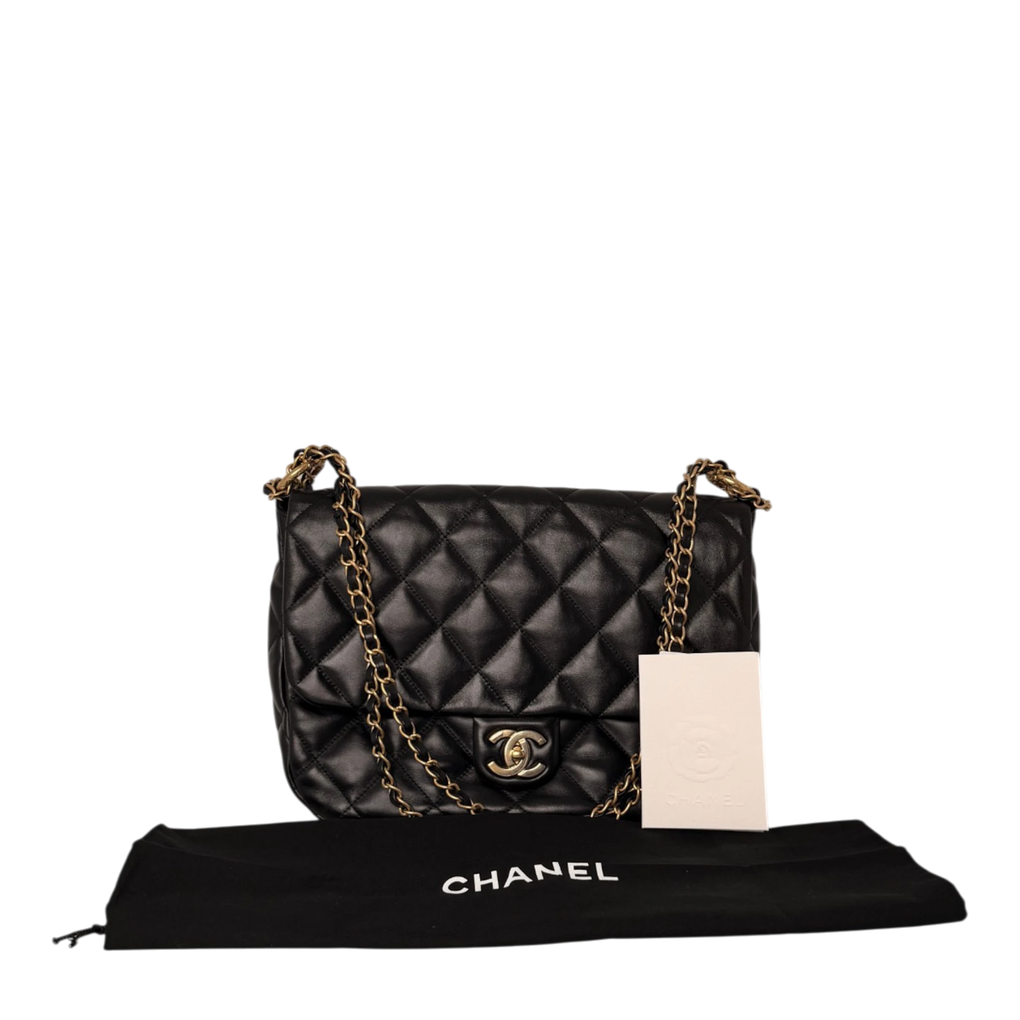 Chanel Maxi Flapbag 2024 glänzendes Kalbsleder GHW schwarz / neuwertig Chanel