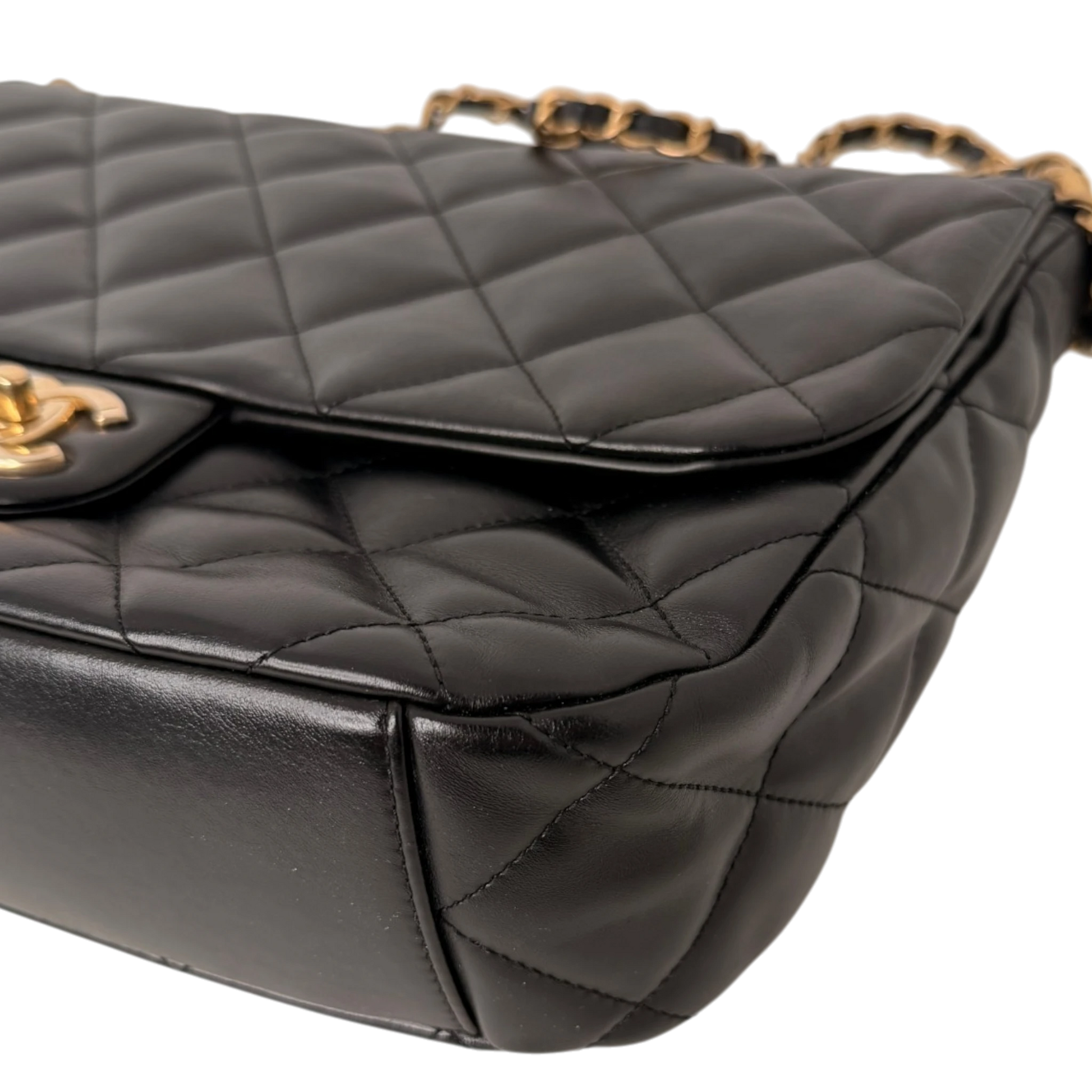 Chanel Maxi Flapbag 2024 glänzendes Kalbsleder GHW schwarz / neuwertig Chanel