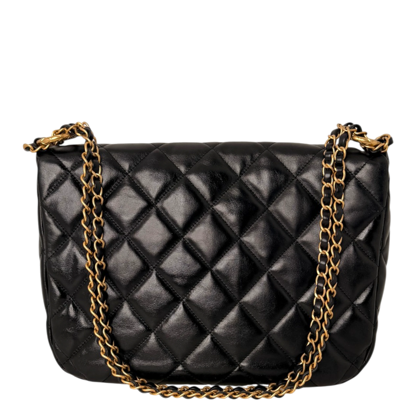 Chanel Maxi Flapbag 2024 glänzendes Kalbsleder GHW schwarz / neuwertig Chanel