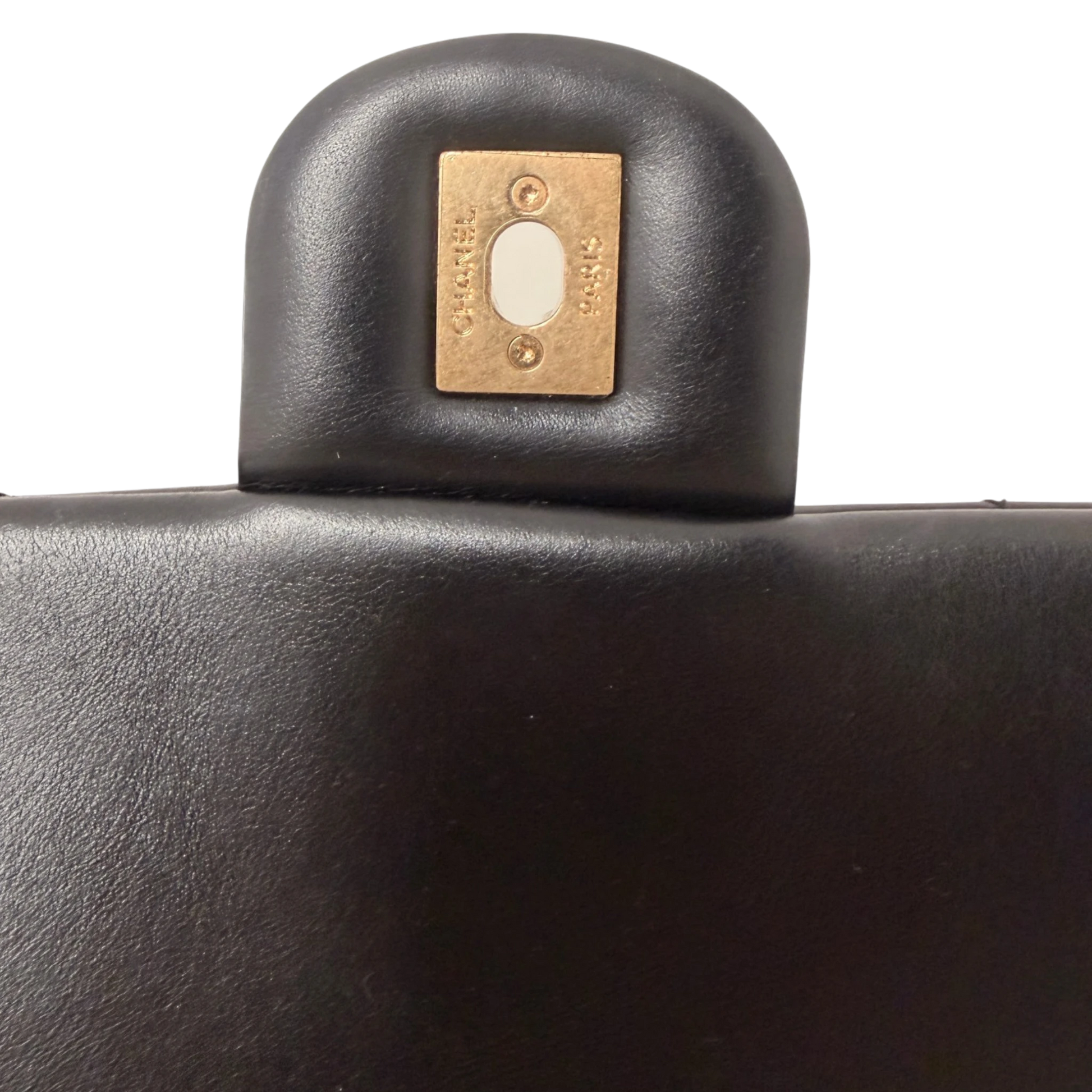 Chanel Maxi Flapbag 2024 glänzendes Kalbsleder GHW schwarz / neuwertig Chanel