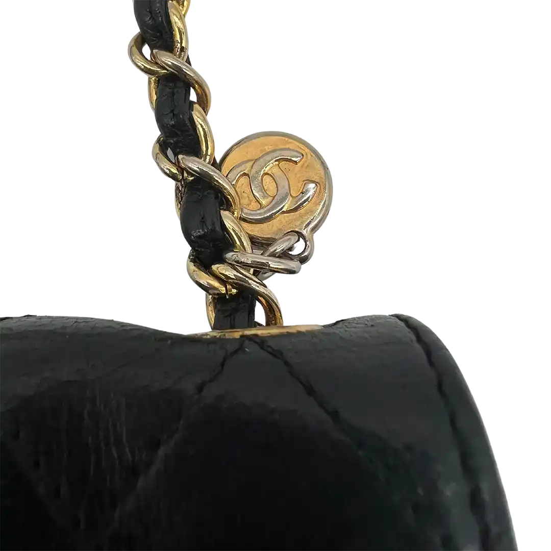 Chanel Vintage Mini Gürtel Tasche schwarz Leder / gut Chanel