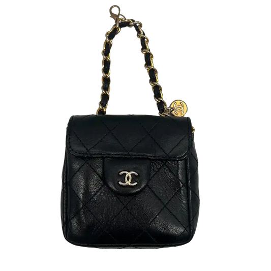 Chanel Vintage Mini Gürtel Tasche schwarz Leder / gut Chanel