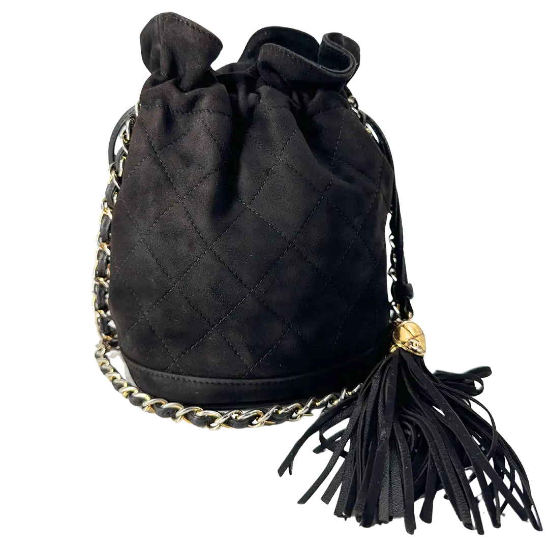 Chanel Vintage Mini Bucket schwarz Wildleder / gut Chanel