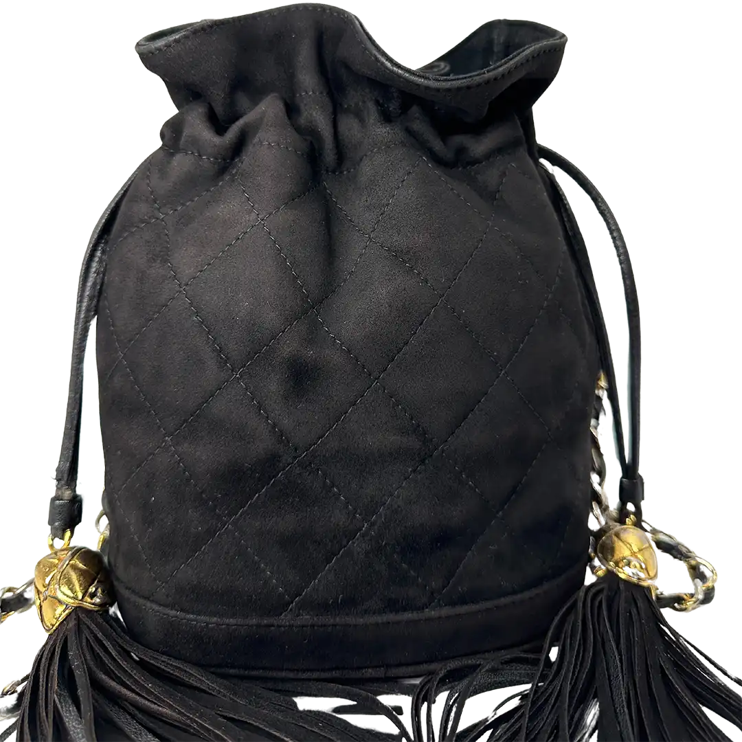 Chanel Vintage Mini Bucket schwarz Wildleder / gut Chanel