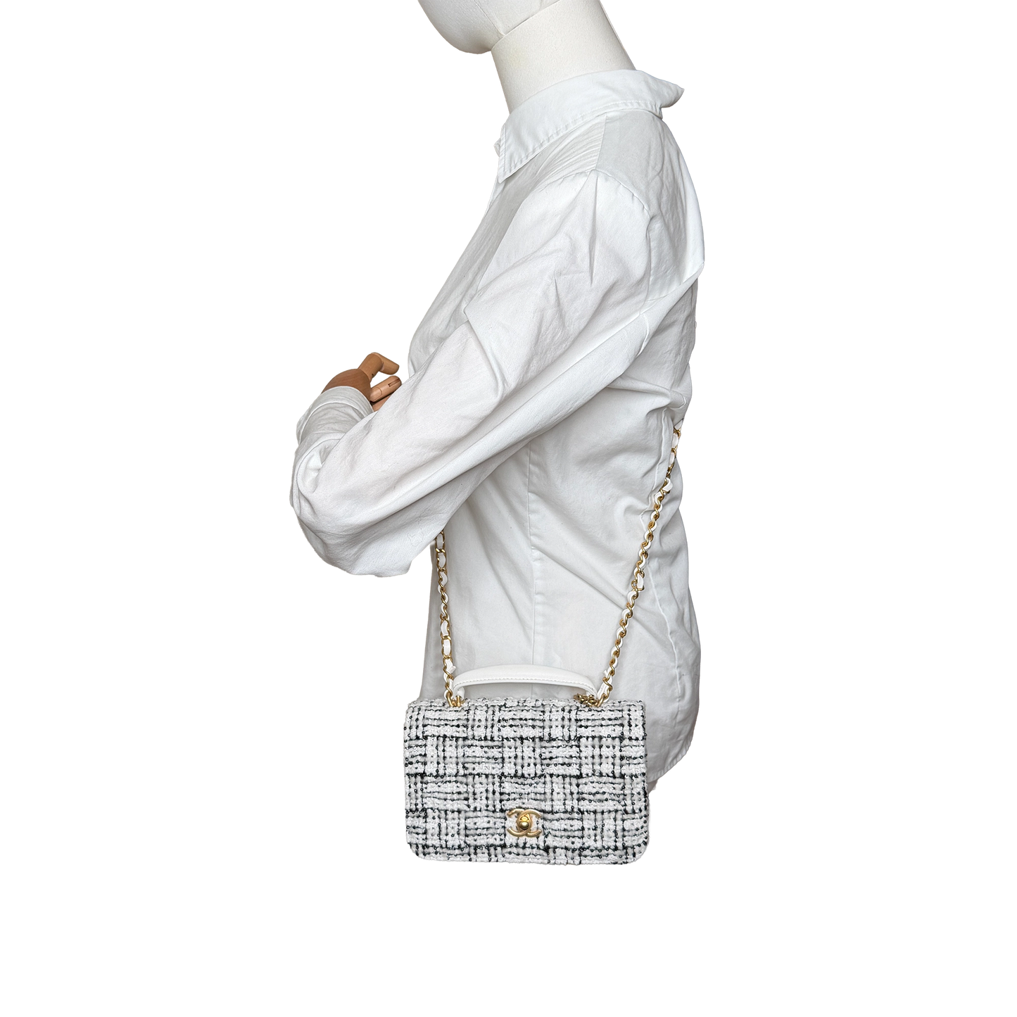 Chanel Mini Tweed Top Handle Double Flap Bag Fullset / neuwertig Chanel