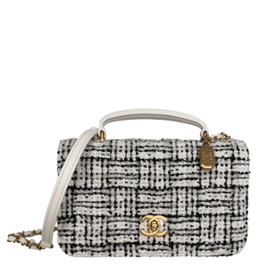 Chanel Mini Tweed Top Handle Double Flap Bag Fullset / neuwertig