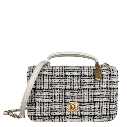 Chanel Mini Tweed Top Handle Double Flap Bag Fullset / neuwertig Chanel