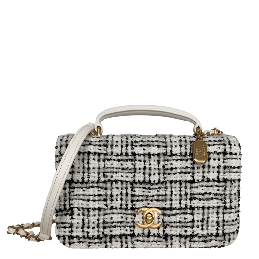 Chanel Mini Tweed Top Handle Double Flap Bag Fullset / neuwertig Chanel