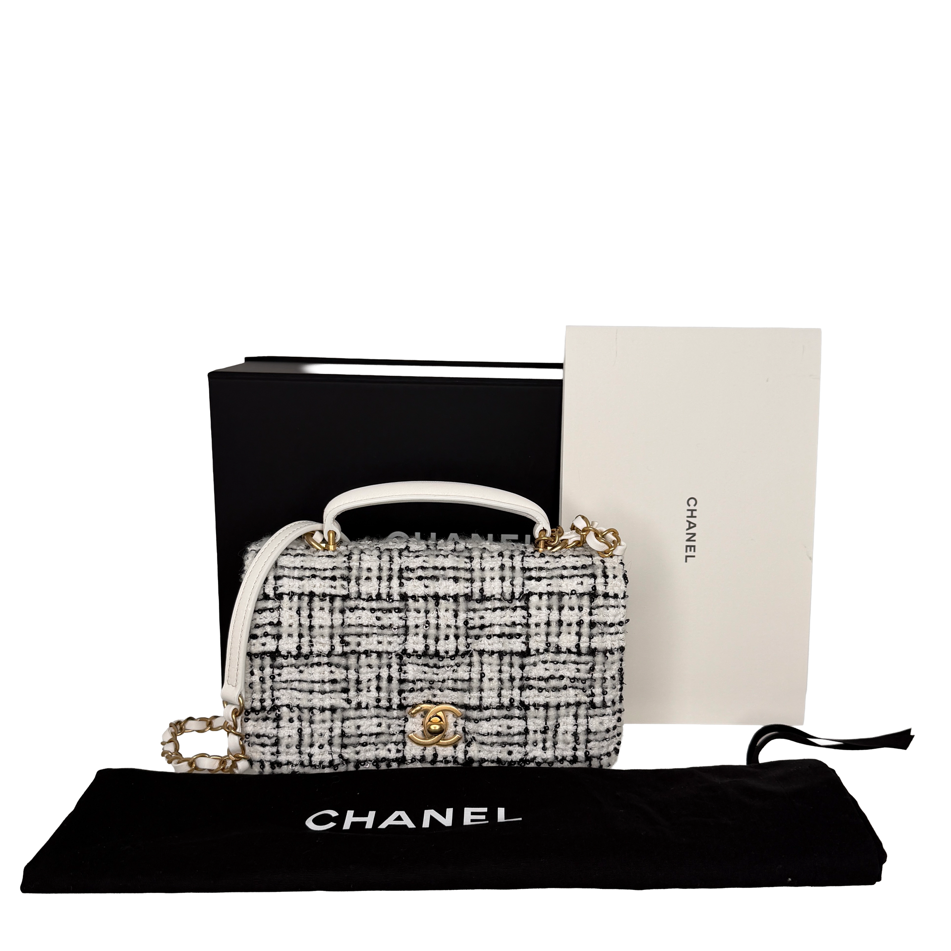 Chanel Mini Tweed Top Handle Double Flap Bag Fullset / neuwertig Chanel