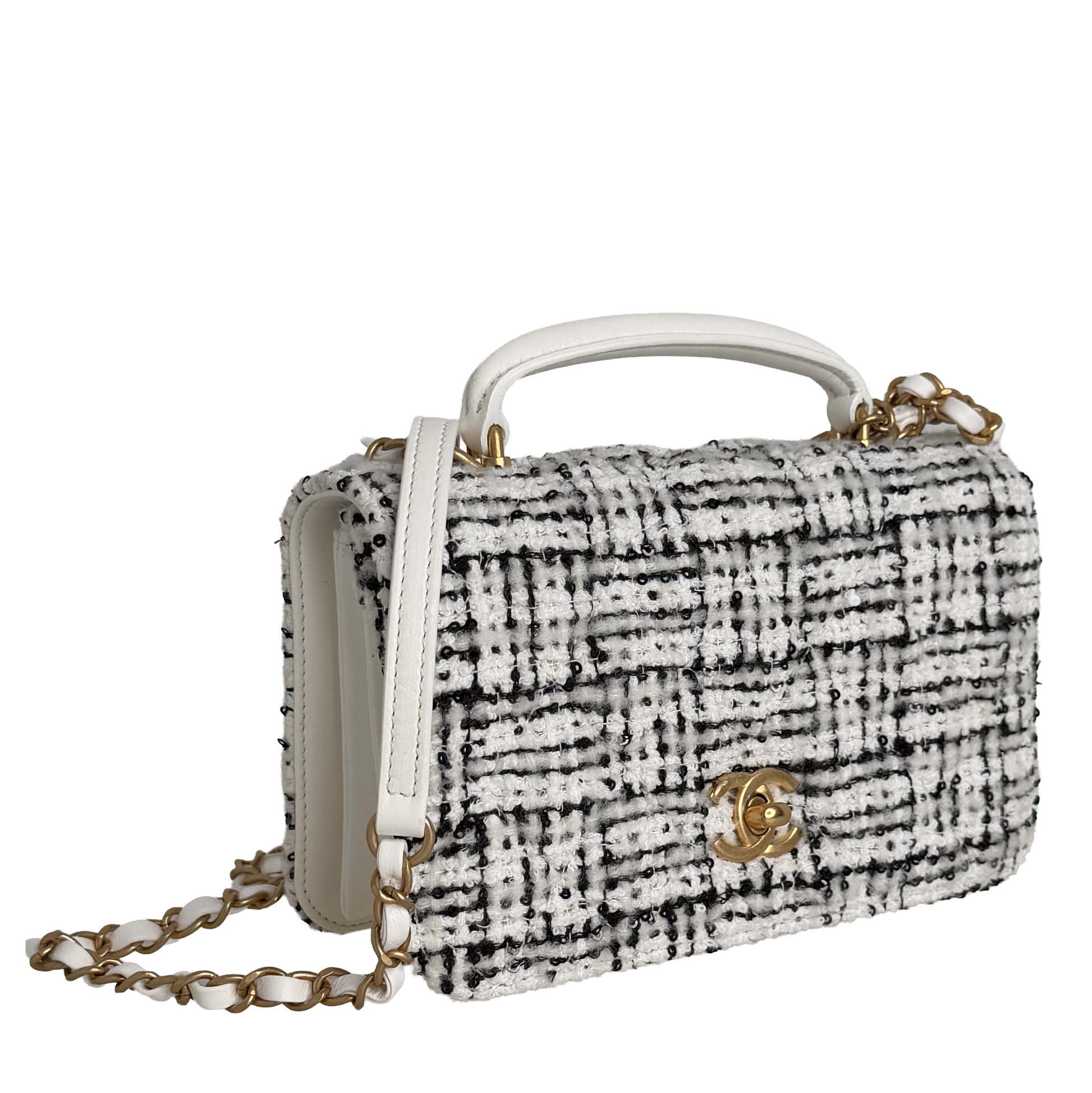 Chanel Mini Tweed Top Handle Double Flap Bag Fullset / neuwertig Chanel