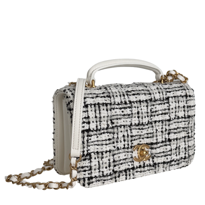 Chanel Mini Tweed Top Handle Double Flap Bag Fullset / neuwertig Chanel