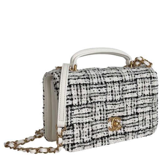 Chanel Mini Tweed Top Handle Double Flap Bag Fullset / neuwertig Chanel