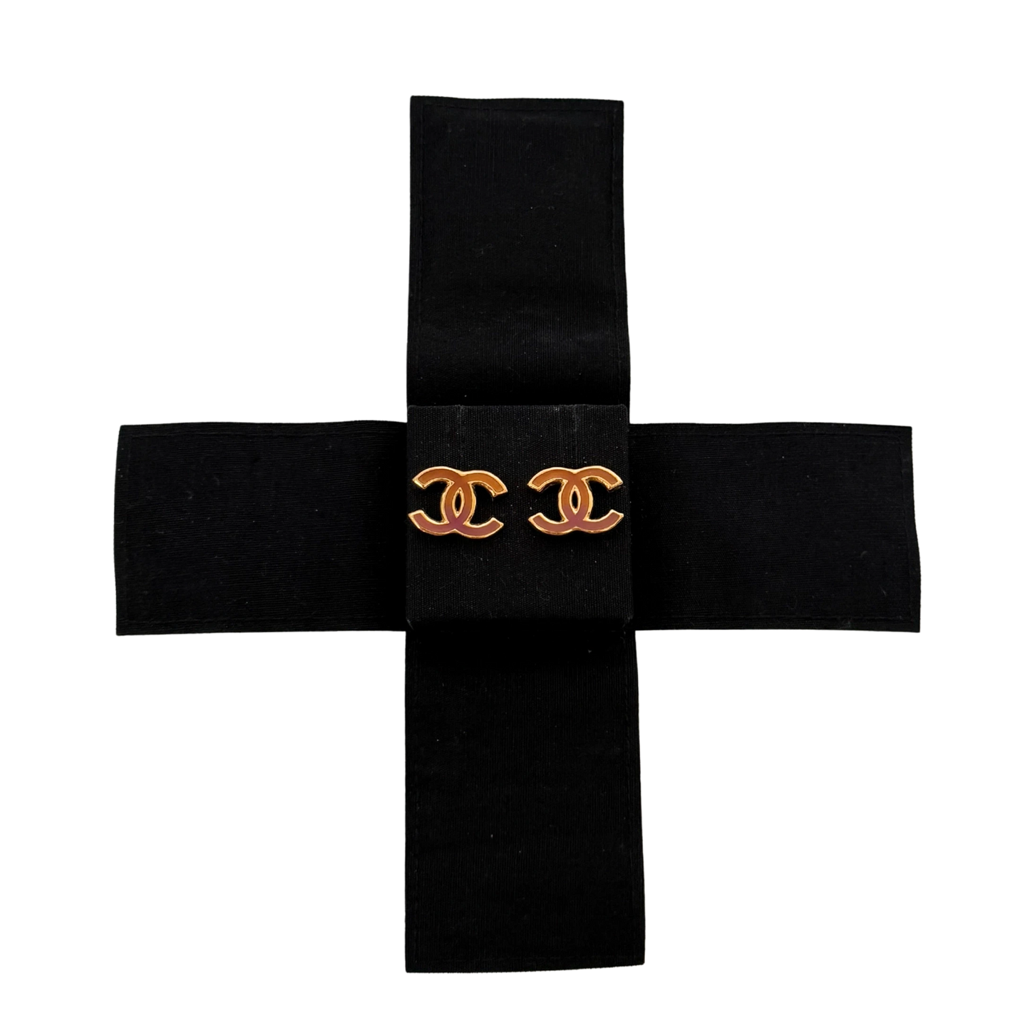 Chanel CC Logo Ohrstecker mit roter Emaille Gold / sehr gut Chanel