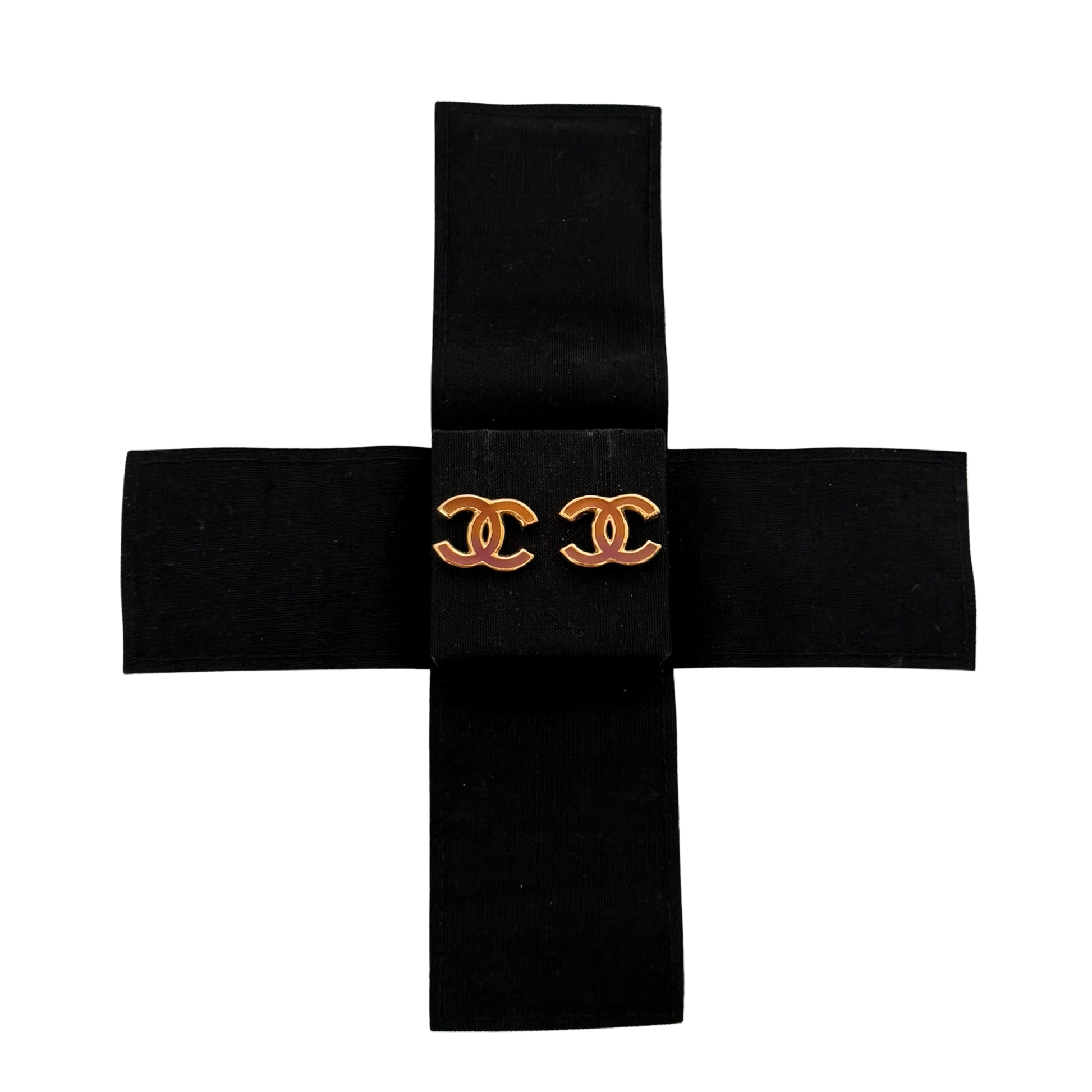 Chanel CC Logo Ohrstecker mit roter Emaille Gold / sehr gut Chanel