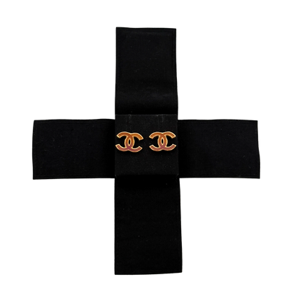 Chanel CC Logo Ohrstecker mit roter Emaille Gold / sehr gut Chanel