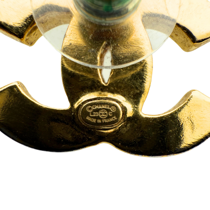 Chanel CC Logo Ohrstecker mit roter Emaille Gold / sehr gut Chanel