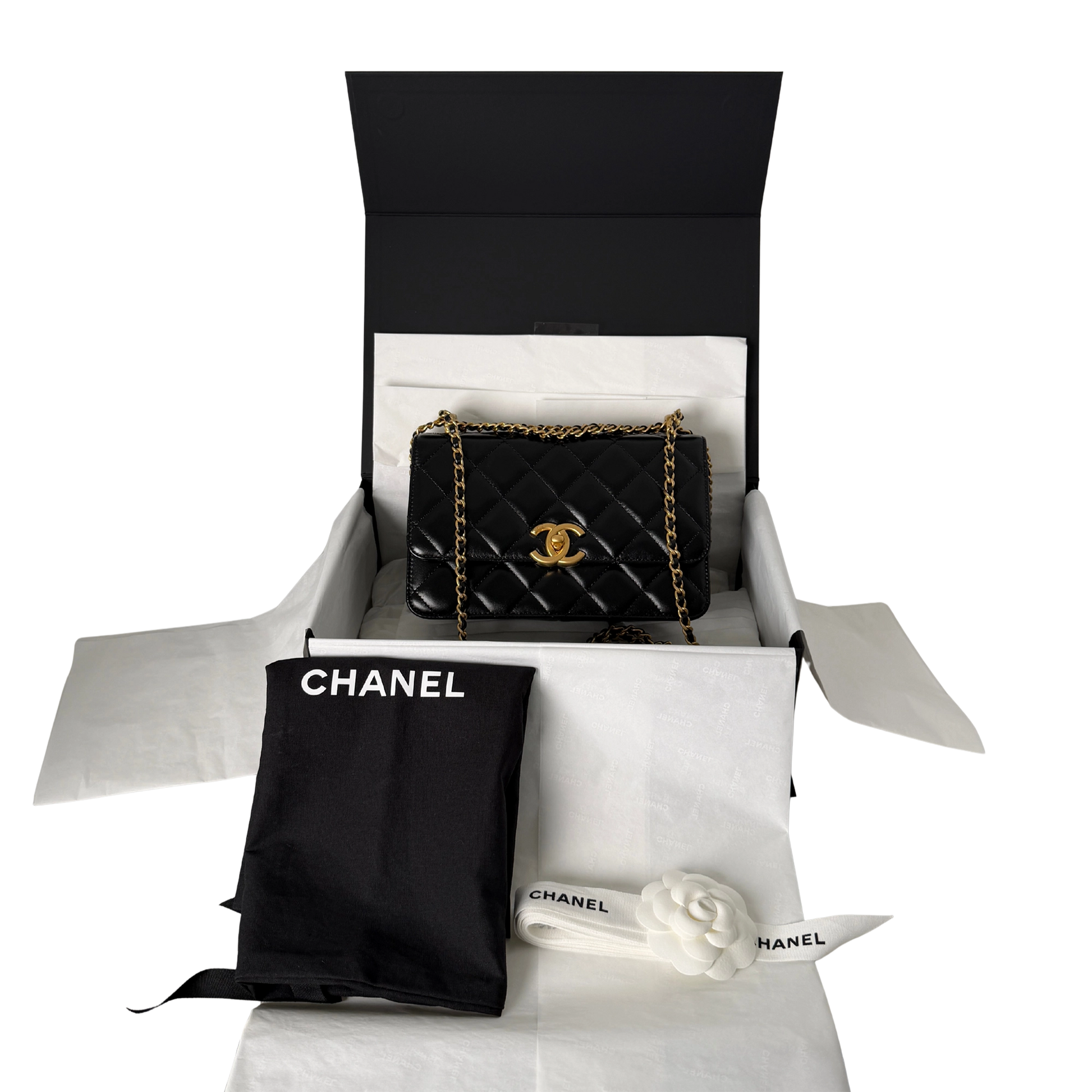 Chanel Perfect Fit Flap Bag Leder schwarz Fullset aktuelle Kollektion / neuwertig Chanel