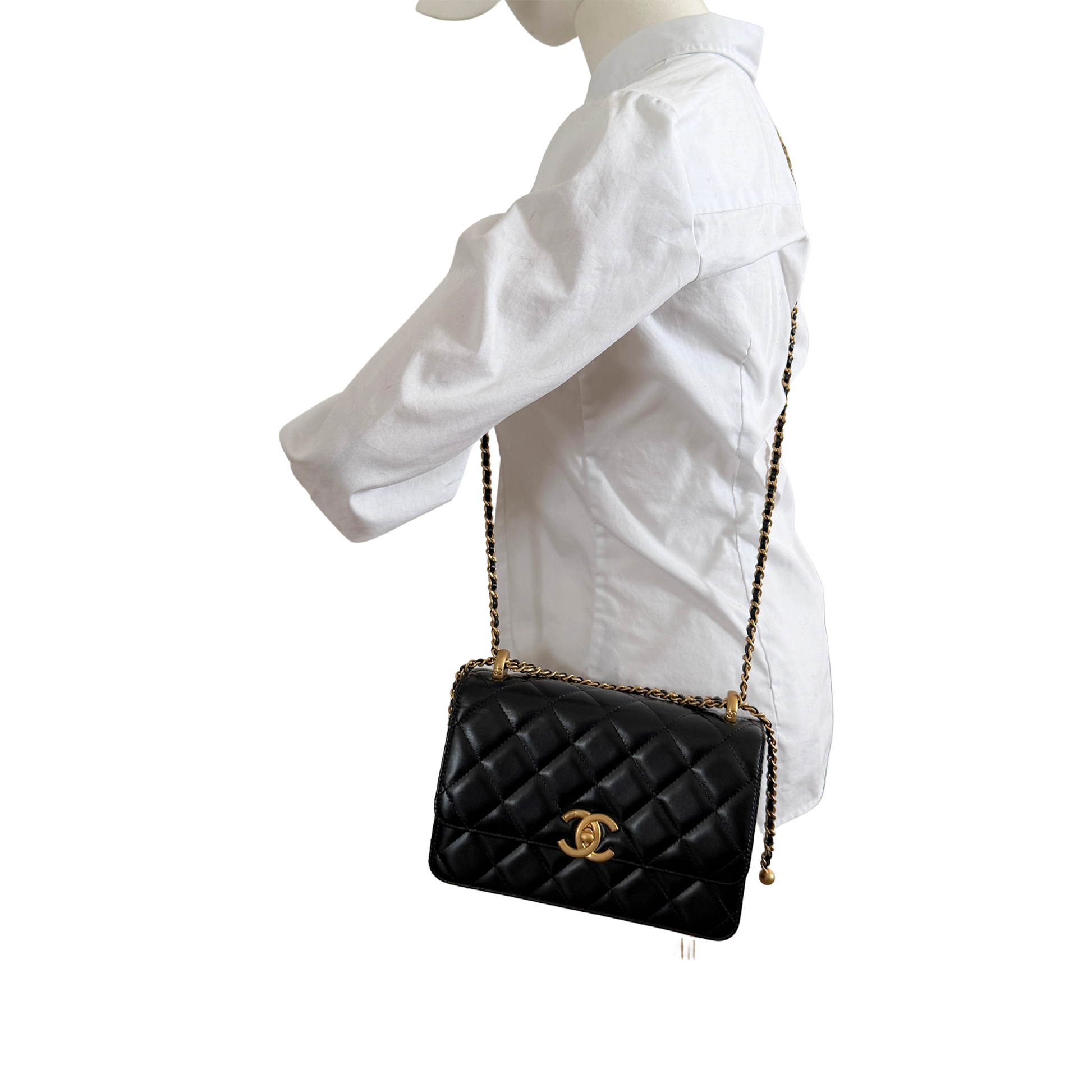 Chanel Perfect Fit Flap Bag Leder schwarz Fullset aktuelle Kollektion / neuwertig Chanel